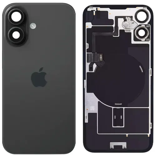 Replacement for IPHONE 16 PLUS BLACK BACK GLASS HOUSING W/STEEL - Quality Phone Parts in Sri Lanka